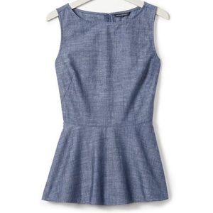 NEW ADORABLE Banana Republic Denim Chambray 4P Peplum Sleeveless Top